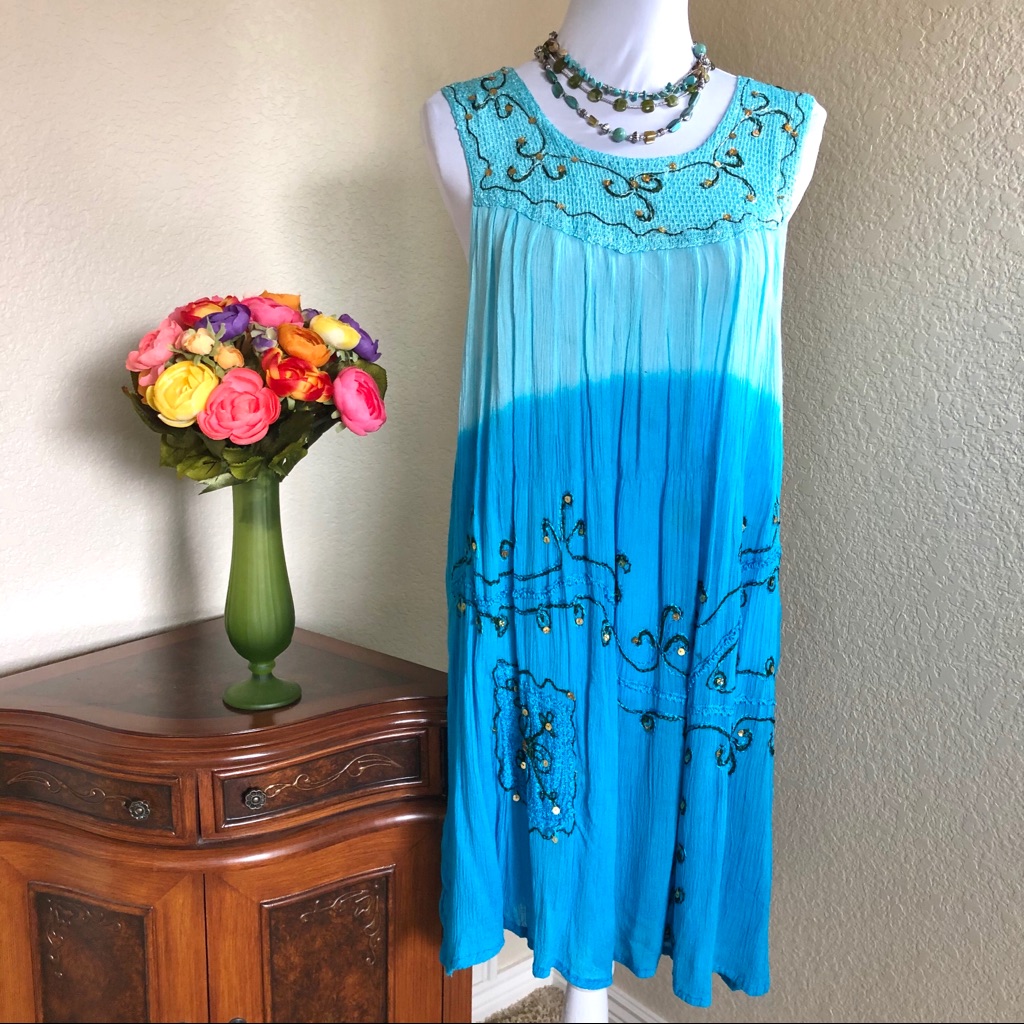 Tie Dye And Sequin Gauzy Sun Dress